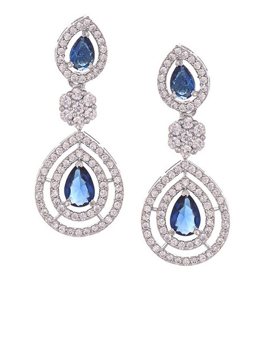 Women Silver-Plated Ad-Studded Necklace And Earrings