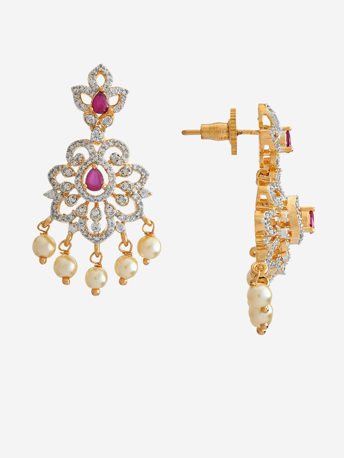 Ruby Gold-Plated Party Zircon Jewellery Set