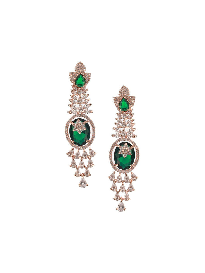 Rose Gold-Plated Cubic Zirconia Studded Jewellery Set