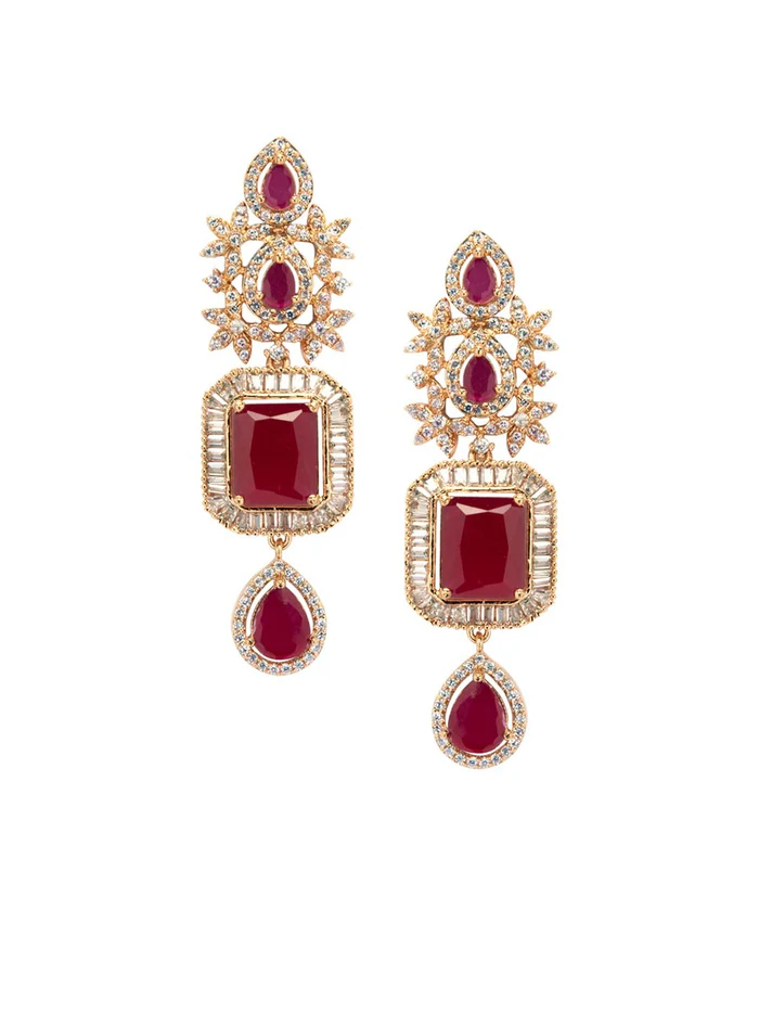 24K Gold Plated Ruby & Emerald Cubic Zirconia