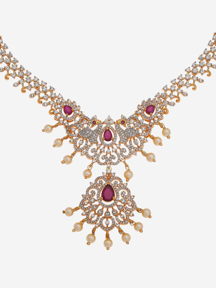 Ruby Gold-Plated Party Zircon Jewellery Set