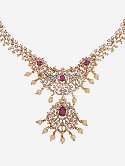 Ruby Gold-Plated Party Zircon Jewellery Set