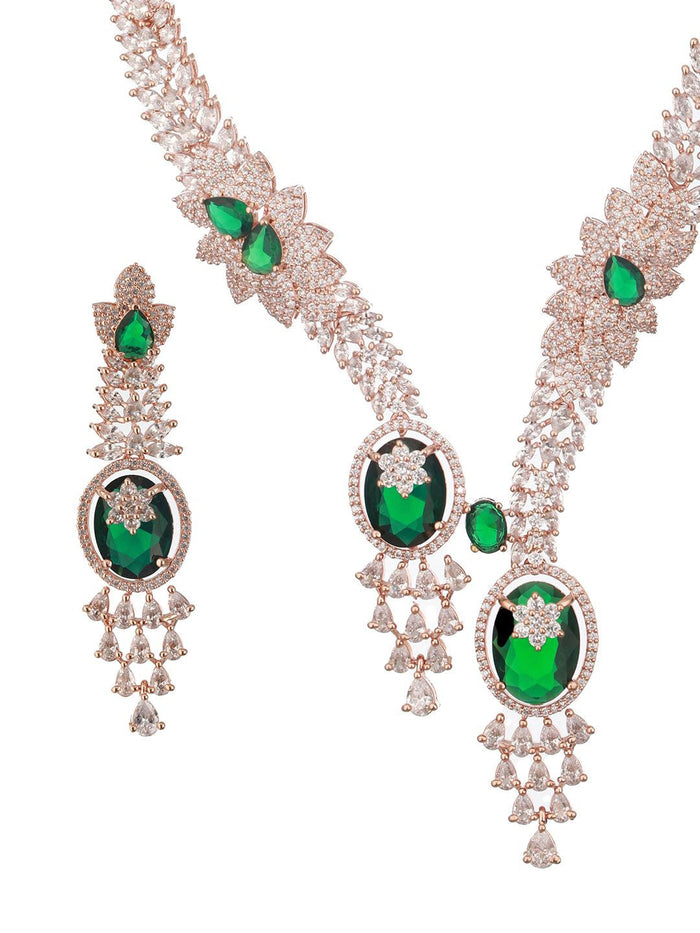 Rose Gold-Plated Cubic Zirconia Studded Jewellery Set