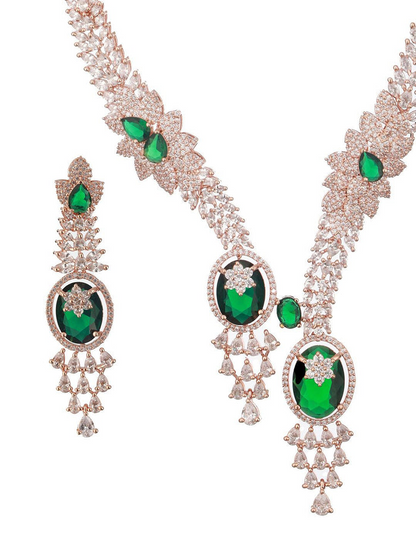 Rose Gold-Plated Cubic Zirconia Studded Jewellery Set