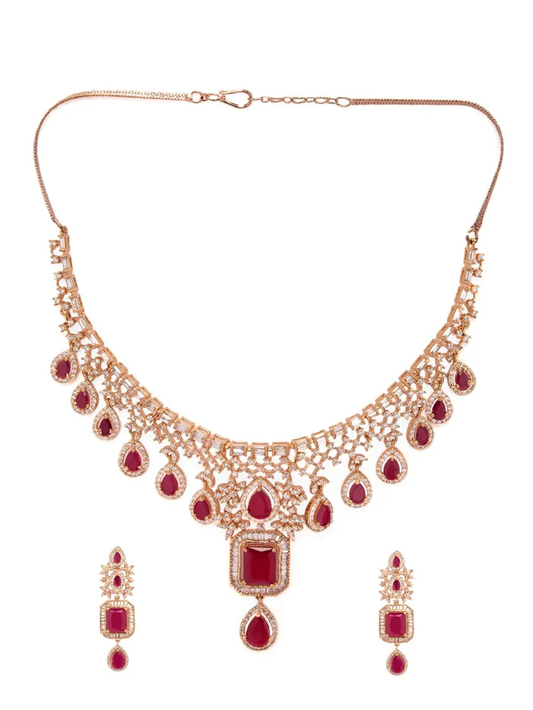 24K Gold Plated Ruby & Emerald Cubic Zirconia