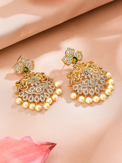 24K Gold Plated Ruby & Emerald Cubic Zirconia Studded Traditional  Jewelry Set
