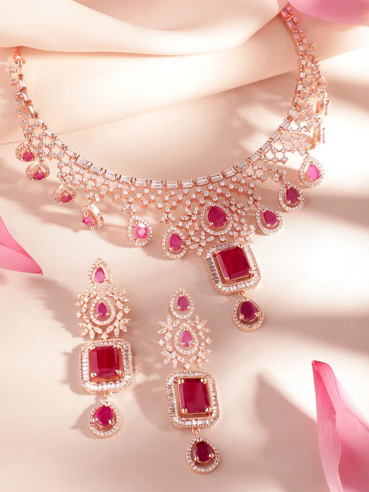 24K Gold Plated Ruby & Emerald Cubic Zirconia