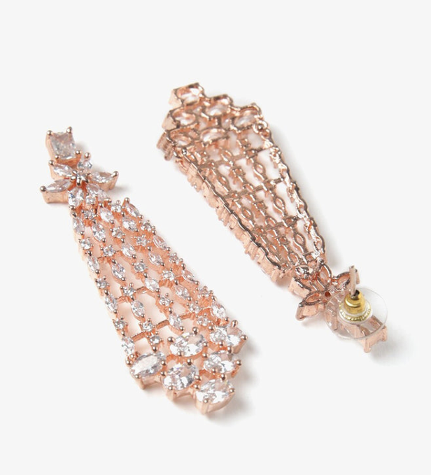 Rose Gold-Plated American Diamond-Studded Jewellery Set